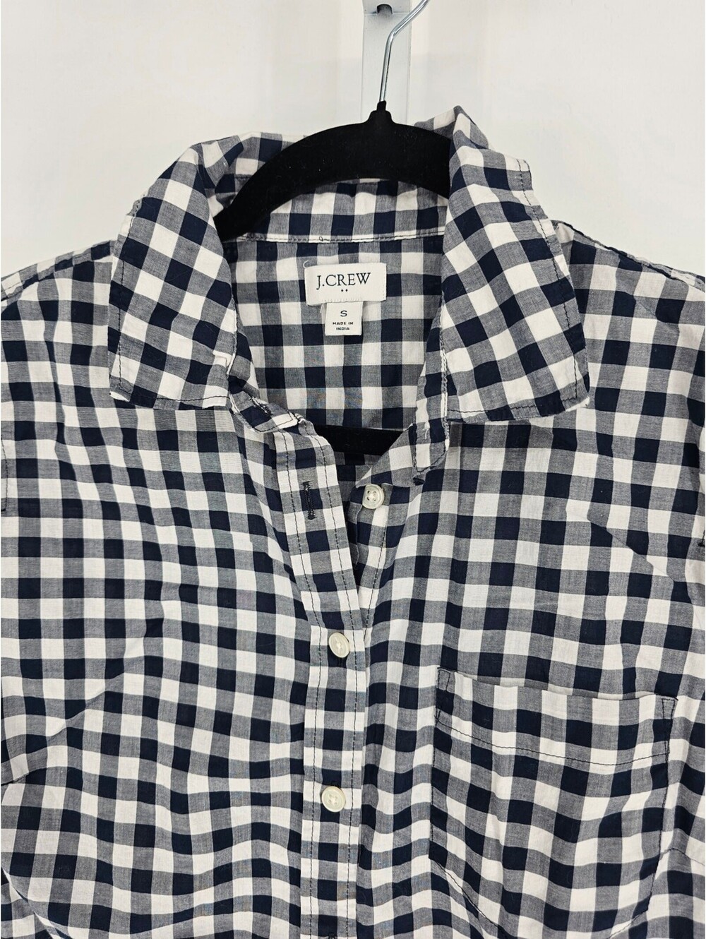 J Crew Womens Sz S 100% Cotton Long Sleeve Button Up Shirt Buffalo Plaid Black - Picture 2 of 5